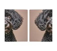 Passport Holder Leather Passport Holder Covers Case Cute Black Pug Printed Passport Book for Documents, Travel Gifts, Cute Black Pug, 20.3x13.8cm