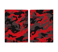 Passport Holder Leather Passport Holder Covers Case Cute Black Pug Printed Passport Book for Documents, Travel Gifts, Red Camo, 20.3x13.8cm