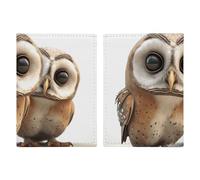 Passport Holder Leather Passport Holder Covers Case Cute Black Pug Printed Passport Book for Documents, Travel Gifts, Funny Owl, 20.3x13.8cm