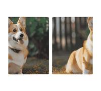 Passport Holder Leather Passport Holder Covers Case Dog Corgi Printed Passport Book for Documents, Travel Gifts, Dog Corgi, 20.3x13.8cm