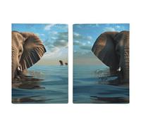 Passport Holder Leather Passport Holder Covers Case Elephant Is Sitting in The Water Printed Passport Book for Documents, Travel Gifts, Elephant is Sitting in The Water, 20.3x13.8cm