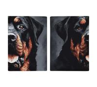 Passport Holder Leather Passport Holder Covers Case Fashion Modern Triangles Printed Passport Book for Documents, Travel Gifts, Cool Rottweiler Dog Art, 20.3x13.8cm