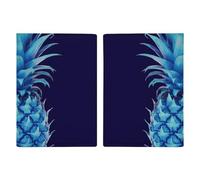Passport Holder Leather Passport Holder Covers Case Fashion Modern Triangles Printed Passport Book for Documents, Travel Gifts, Blue pineapple, 20.3x13.8cm