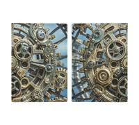 Passport Holder Leather Passport Holder Covers Case Fence And Horse Printed Passport Book for Documents, Travel Gifts, Cool Steampunk Gears, 20.3x13.8cm
