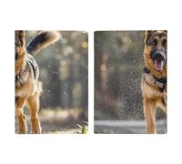 Passport Holder Leather Passport Holder Covers Case Ferrets Printed Passport Book for Documents, Travel Gifts, Running german shepherd dog, 20.3x13.8cm
