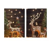 Passport Holder Leather Passport Holder Covers Case Flamingos Watercolor Tropics Printed Passport Book for Documents, Travel Gifts, Christmas trees Deer, 20.3x13.8cm