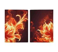 Passport Holder Leather Passport Holder Covers Case Funny Cartoon Kangaroo Zoo Printed Passport Book for Documents, Travel Gifts, Flaming Fire Flowers, 20.3x13.8cm