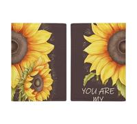 Passport Holder Leather Passport Holder Covers Case Funny Cartoon Kangaroo Zoo Printed Passport Book for Documents, Travel Gifts, Sunshine Sunflower, 20.3x13.8cm