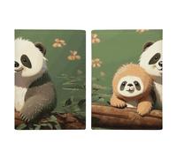 Passport Holder Leather Passport Holder Covers Case Golden Glittering Fish Scales Printed Passport Book for Documents, Travel Gifts, Cute Panda and Sloth, 20.3x13.8cm