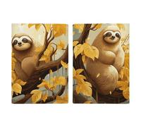 Passport Holder Leather Passport Holder Covers Case Golden Glittering Fish Scales Printed Passport Book for Documents, Travel Gifts, Cute cartoon sloths, 20.3x13.8cm