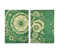 Passport Holder Leather Passport Holder Covers Case Husky Dogs Snow Printed Passport Book for Documents, Travel Gifts, Green Vintage Floral, 20.3x13.8cm
