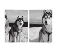 Passport Holder Leather Passport Holder Covers Case Husky Dogs Snow Printed Passport Book for Documents, Travel Gifts, Husky dogs snow, 20.3x13.8cm