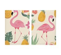 Passport Holder Leather Passport Holder Covers Case I Love My Dog Dachshunds Printed Passport Book for Documents, Travel Gifts, Flamingos and Pineapples, 20.3x13.8cm