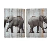 Passport Holder Leather Passport Holder Covers Case Lavender Field Bike Printed Passport Book for Documents, Travel Gifts, Elephant on Wood, 20.3x13.8cm