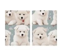 Passport Holder Leather Passport Holder Covers Case Little White Dogs Pattern Printed Passport Book for Documents, Travel Gifts, Little White Dogs Pattern, 20.3x13.8cm