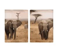Passport Holder Leather Passport Holder Covers Case Little White Dogs Pattern Printed Passport Book for Documents, Travel Gifts, Wild Animals Elephants, 20.3x13.8cm