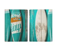 Passport Holder Leather Passport Holder Covers Case Monarch Butterfly Printed Passport Book for Documents, Travel Gifts, Surfboard in Vintage Turquoise, 20.3x13.8cm