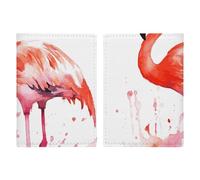 Passport Holder Leather Passport Holder Covers Case Music Note Wall Printed Passport Book for Documents, Travel Gifts, Watercolor Flamingos, 20.3x13.8cm