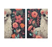 Passport Holder Leather Passport Holder Covers Case Native American Dream Catcher Printed Passport Book for Documents, Travel Gifts, Cute Llama Floral, 20.3x13.8cm