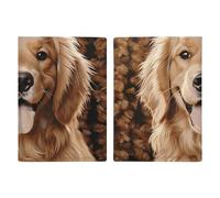 Passport Holder Leather Passport Holder Covers Case Native American Dream Catcher Printed Passport Book for Documents, Travel Gifts, Cute golden retriever, 20.3x13.8cm