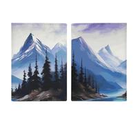 Passport Holder Leather Passport Holder Covers Case Neon Flowers Printed Passport Book for Documents, Travel Gifts, Mountains Painting, 20.3x13.8cm