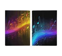 Passport Holder Leather Passport Holder Covers Case Neon Flowers Printed Passport Book for Documents, Travel Gifts, Music Spectrum, 20.3x13.8cm