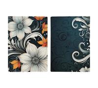 Passport Holder Leather Passport Holder Covers Case New York Night Printed Passport Book for Documents, Travel Gifts, Novelty Boho Abstract Flowers, 20.3x13.8cm