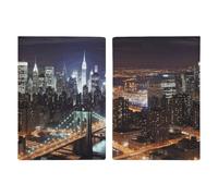 Passport Holder Leather Passport Holder Covers Case New York Night Printed Passport Book for Documents, Travel Gifts, New York Night, 20.3x13.8cm