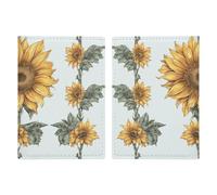 Passport Holder Leather Passport Holder Covers Case Old Plaid Checkered Printed Passport Book for Documents, Travel Gifts, Sunflower hand painted floral, 20.3x13.8cm