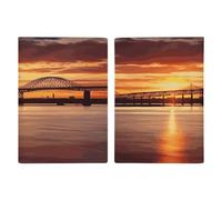 Passport Holder Leather Passport Holder Covers Case Penguins Printed Passport Book for Documents, Travel Gifts, Newark Bay Bridge and Sunset, 20.3x13.8cm