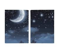 Passport Holder Leather Passport Holder Covers Case Photo of Normandy Landings Printed Passport Book for Documents, Travel Gifts, Nightsky Hanging Moon, 20.3x13.8cm