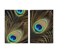 Passport Holder Leather Passport Holder Covers Case Pretty Donuts Printed Passport Book for Documents, Travel Gifts, Peacock feathers, 20.3x13.8cm