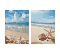 Passport Holder Leather Passport Holder Covers Case Pretty Donuts Printed Passport Book for Documents, Travel Gifts, Pretty Beach and Seashell, 20.3x13.8cm