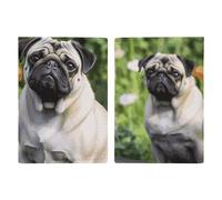 Passport Holder Leather Passport Holder Covers Case River Sunset Wooden Boat Printed Passport Book for Documents, Travel Gifts, Pugs in the garden, 20.3x13.8cm