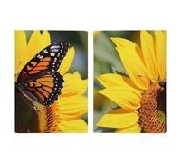 Passport Holder Leather Passport Holder Covers Case Rose Gold Glitter Printed Passport Book for Documents, Travel Gifts, Sunflower Butterfly, 20.3x13.8cm