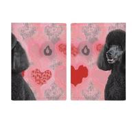 Passport Holder Leather Passport Holder Covers Case Rose Gold Glitter Printed Passport Book for Documents, Travel Gifts, Poodles Dogs, 20.3x13.8cm