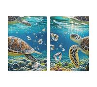 Passport Holder Leather Passport Holder Covers Case Sea Lighthouse Printed Passport Book for Documents, Travel Gifts, Sea Turtles Painting, 20.3x13.8cm