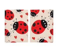 Passport Holder Leather Passport Holder Covers Case Sea Lighthouse Sandbeach Printed Passport Book for Documents, Travel Gifts, Ladybug, 20.3x13.8cm
