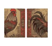 Passport Holder Leather Passport Holder Covers Case Sea Turtle Printed Passport Book for Documents, Travel Gifts, Old Rooster Illustration, 20.3x13.8cm