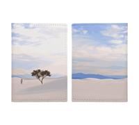 Passport Holder Leather Passport Holder Covers Case Skeleton with Roses Printed Passport Book for Documents, Travel Gifts, Romantic Sand Landscape, 20.3x13.8cm