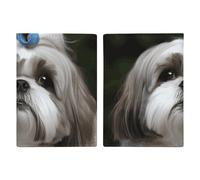 Passport Holder Leather Passport Holder Covers Case Soccer Black Printed Passport Book for Documents, Travel Gifts, Shih Tzu Dog, 20.3x13.8cm