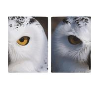 Passport Holder Leather Passport Holder Covers Case Soccer Black Printed Passport Book for Documents, Travel Gifts, Snowy Owl Eyes, 20.3x13.8cm