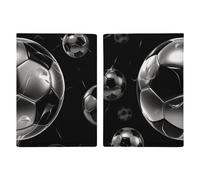 Passport Holder Leather Passport Holder Covers Case Soccer Black Printed Passport Book for Documents, Travel Gifts, Soccer Black, 20.3x13.8cm