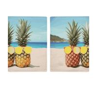 Passport Holder Leather Passport Holder Covers Case Soccer Black Printed Passport Book for Documents, Travel Gifts, Geometric Pineapple, 20.3x13.8cm