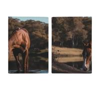 Passport Holder Leather Passport Holder Covers Case Street of Italy Printed Passport Book for Documents, Travel Gifts, The Horse Is Drinking Water, 20.3x13.8cm