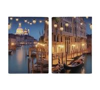 Passport Holder Leather Passport Holder Covers Case Street of Italy Printed Passport Book for Documents, Travel Gifts, beautiful venice at night, 20.3x13.8cm
