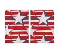 Passport Holder Leather Passport Holder Covers Case Sushi Food Pattern Printed Passport Book for Documents, Travel Gifts, red white star stripe flag, 20.3x13.8cm