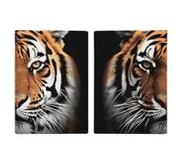 Passport Holder Leather Passport Holder Covers Case Tree of Life Palestinian Flag Printed Passport Book for Documents, Travel Gifts, Tiger Face, 20.3x13.8cm