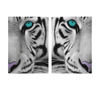 Passport Holder Leather Passport Holder Covers Case Tropical Hibiscus Flowers Printed Passport Book for Documents, Travel Gifts, Tiger with Teal Eyes, 20.3x13.8cm