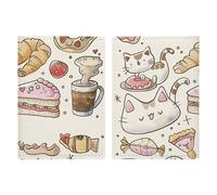 Passport Holder Leather Passport Holder Covers Case Various Pastry Patterns Printed Passport Book for Documents, Travel Gifts, Various Pastry Patterns, 20.3x13.8cm